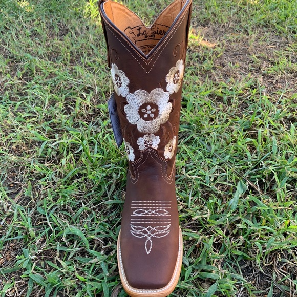 WOMEN RODEO Western COWGIRL Square Toe Brown BOOTS GENUINE LEATHER Botas Vaquera - Picture 5 of 7